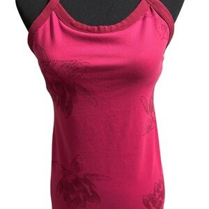 Lululemon Womens  Floral Racerback Tank Top Yoga Performance Fuschia Pink Size 8